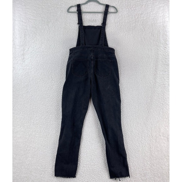 Madewell Black Luna Wash Denim Skinny Leg Raw Hem Overalls Mid-Rise‎ Size Small - Picture 11 of 16